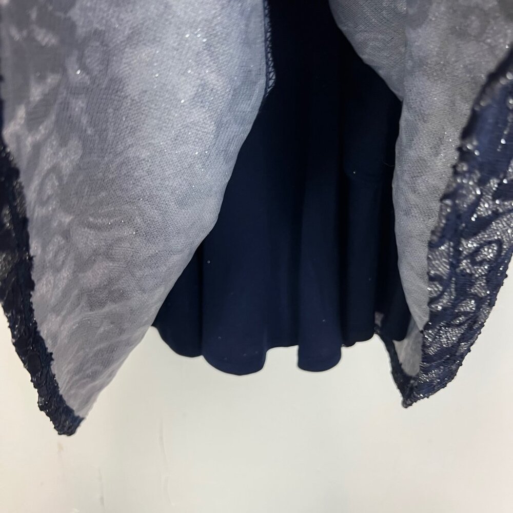 NWT Speechless Fit & Flare Dress Navy Lace Silver Glitter Padded Juniors Sz 5 - Picture 2 of 5